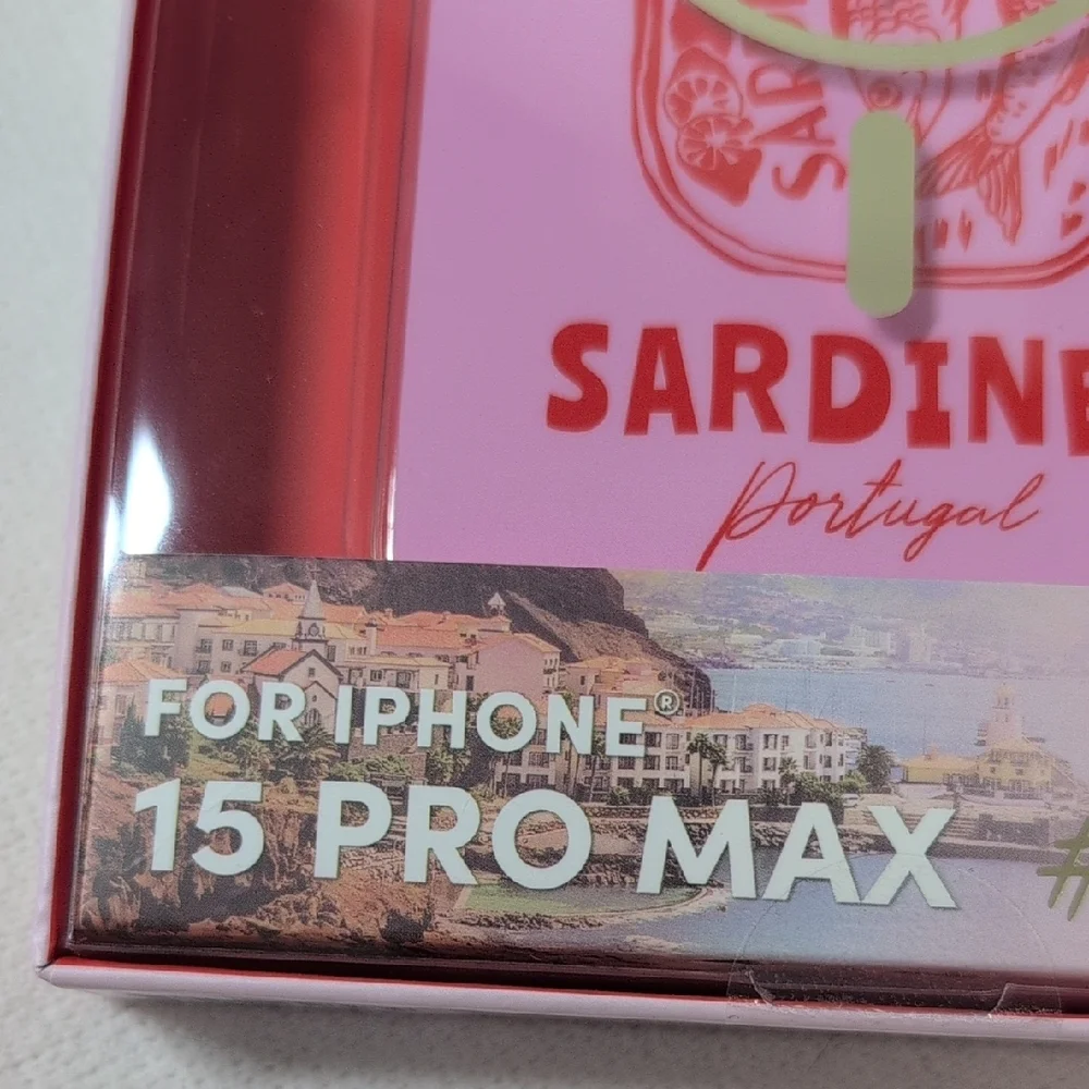 XO Poppy Vacay Pink Sardine Design iPhone 15 Pro Max Case #Lisbon
